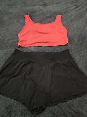 Halara 3X Breezeful Crossover Yoga Set Shorts 4.5” Pocket + Crop Tank Athleisure